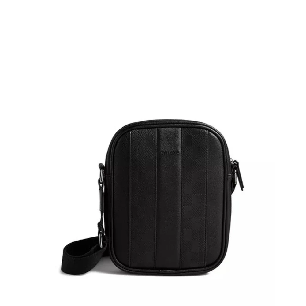Ted Baker Waydon House Check Black Crossbody Flight Bag Like‎ New
